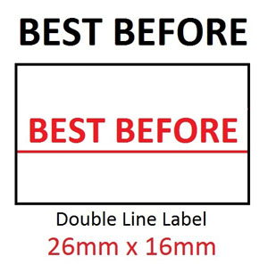 Price Labels Double Line - 26mm x 16mm Best/Before - 10 Rolls